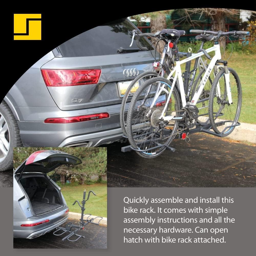 Stromberg Carlson BC-202BA 2-Bike Platform Style Hitch Mount Foldable Bike Rack with Bumper Adapter for 2" Hitch or RV Bumper