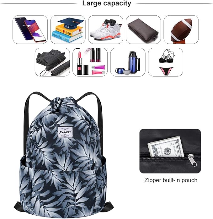 XEYOU Drawstring Sports Backpack Lightweight Gym Yoga Sackpack Shoulder Rucksack Casual Outdoor Daypack for Women and Men