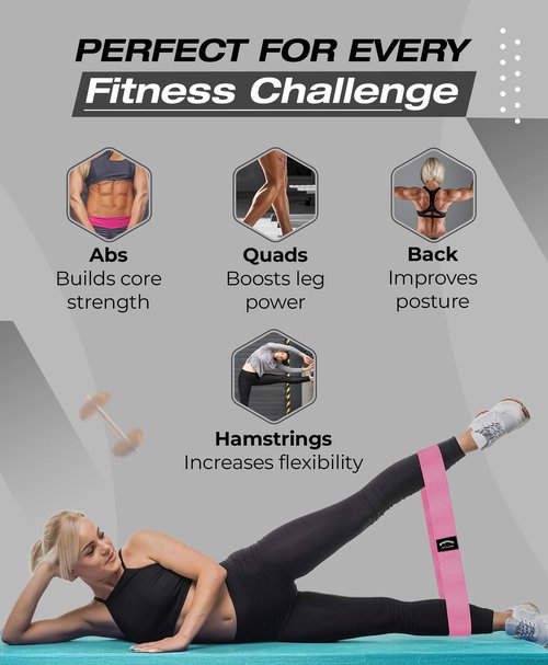 Bingwaah Fabric Resistance Bands for Women and Men - Set of 3 Mini Loop Bands with Adjustable 14-45 lbs Resistance, Lightweight, Compact with Travel Bag - Ideal for Endurance, Strength, Yoga & Pilates