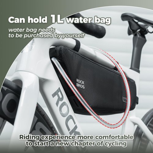 ROCKBROS Bike Frame Bag 2.9L Large Capacity Bike Storage Bag Waterproof Under Top Tube Bike Bag，Narrow Edge Bike Pouch for Mountain & Road Bike