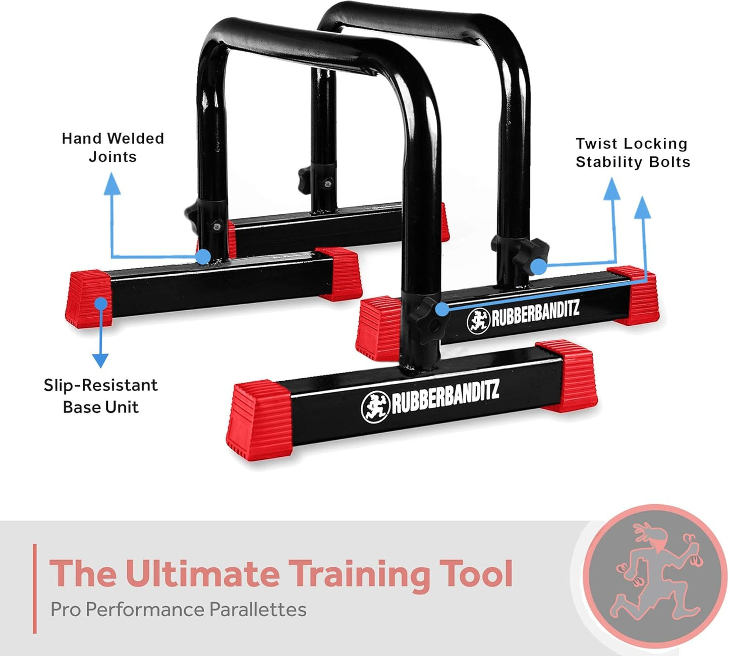 Rubberbanditz Parallette, Parallel Bars & Dip Station, Home Gym Essentials for L-Sit, Calisthenics, and Upper Body Workouts, Heavy Duty Ideal for Push Ups, Dips, Handstands & Gymnastics | Pack 1