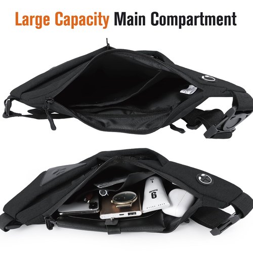 MAYMOONER Men Small Sling Shoulder Crossbody Bag, Lightweight Anti-theft One Strap Casual Chest Bag Slim Backpack for Outdoor Walking Trip Hiking Biking Fits Up to 8.3 inch iPad Mini (Black)
