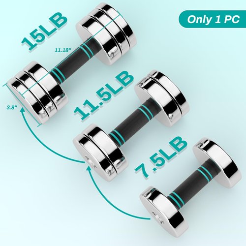 LIFERUN 15lb Single Steel Adjustable Dumbbell, Free Weights Dumbbells Set, Non-Slip and Comfortable Foam Handle, Adjustable Dumbbells Weights Set for Home Gym Office Exercise