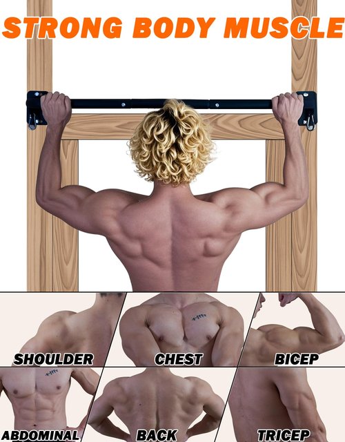 Fitarc Heavy Duty Wall Mount Pull Up Bar, Joist Mount Chin Up Bar for Doorway, Steel Construction, Home Gym Equipment, Fits 32”-36” Wall Studs