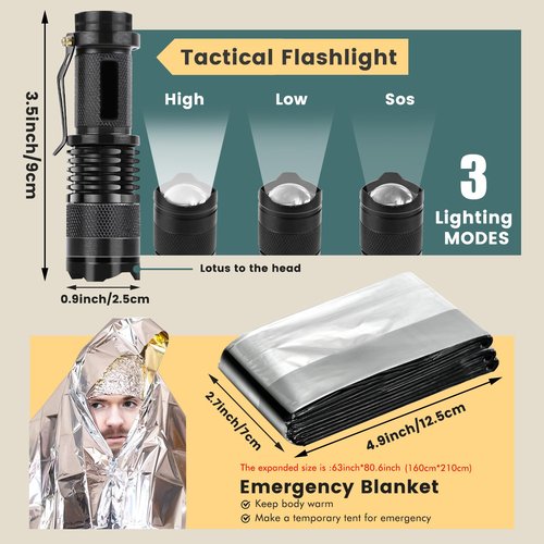 Survival kit,16 in 1 Professional Survival Gear Tool kit, Camping Gear, Camping Essentials, for Father's Day, Christmas, Hiking, Hunting