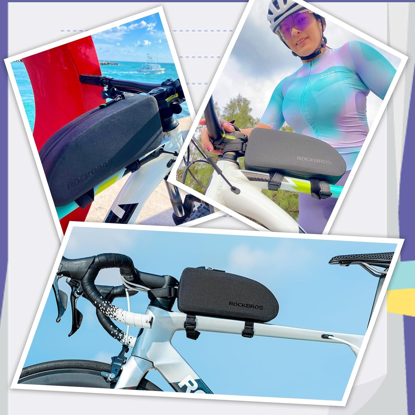 ROCKBROS Bike Top Tube Bag Bicycle Front Frame Bag Waterproof Bike Pouch Pack/Phone Bag Cycling Accessories Pouch for Mountain Road Bike Medium