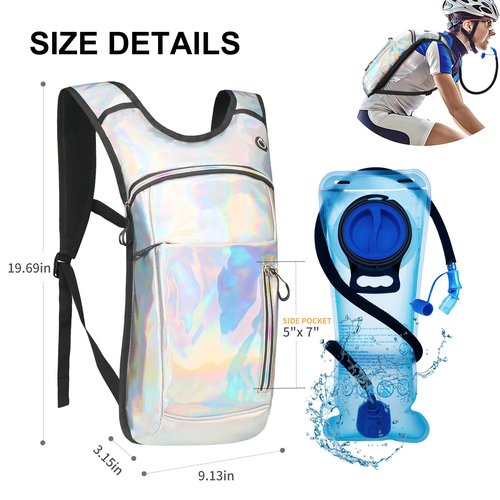 CTSAYCTL Hydration Backpack,Water Backpack with 2L Water Bladder,Festival Essential-Rave Hydration Pack,Lightweight Insulation Hydropack for Outdoor,Hiking,Running,Biking,Music Festival for Men Women