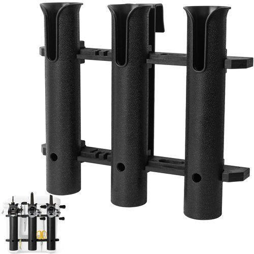 Omoojee Cooler Fishing Rod Holder, Wall Mounted Fishing Pole Holder, 3 Link Fishing Rod Rack Compatible with YETI Coolers and for RTIC Coolers, Cooler Accessory, Medium, Black