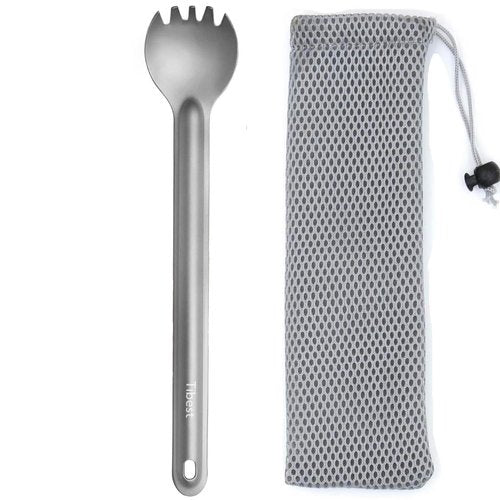 Tibest Titanium Long Handle Spork 8.7" Camping Spork, Backpacking Spork Long Titanium Spork Ultra Lightweight Camping Utensil for Backpacking, Camping, Hiking, Travel
