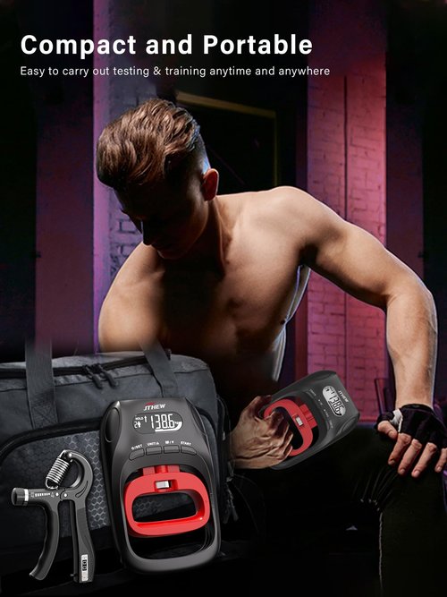Grip Strength Tester Trainer - Electronic Hand Dynamometer of 400lbs/180kg & Grip strengthener with Adjustable Resistance for Sport