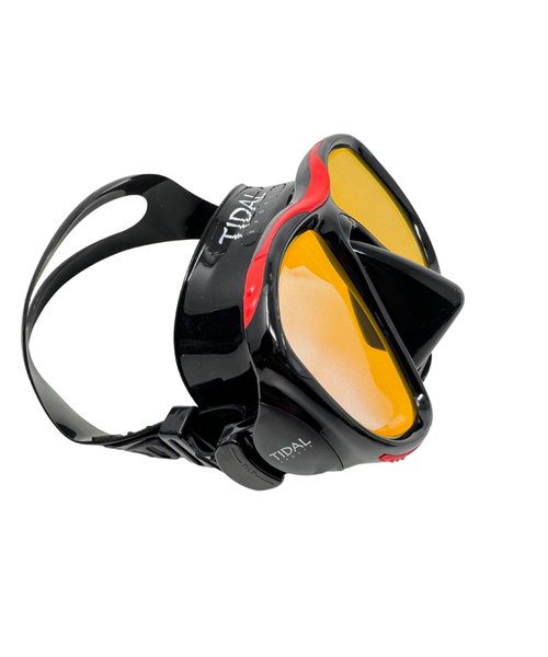 Tidal Mask - Advanced Anti Fog Diving Mask for Scuba Diving, Snorkeling, Free Diving and Swimming. Wide-Angle Tempered Glass Lens. Best Anti-Fog Diving mask for Adults. (Black - Reflective Lens)