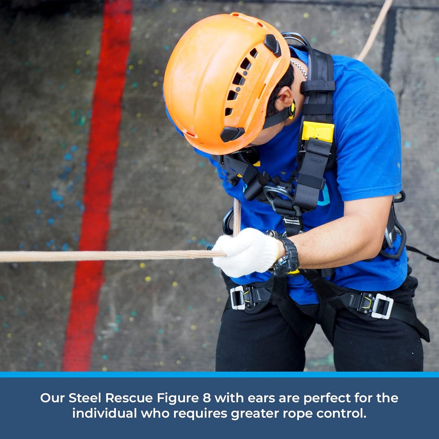 Rock-N-Rescue Steel Rescue 8 with Ears | High-Strength Steel for Controlled Descents | 40kN Breaking Strength | Ideal for Arborists, Outdoor Adventurers, Rescue Gear