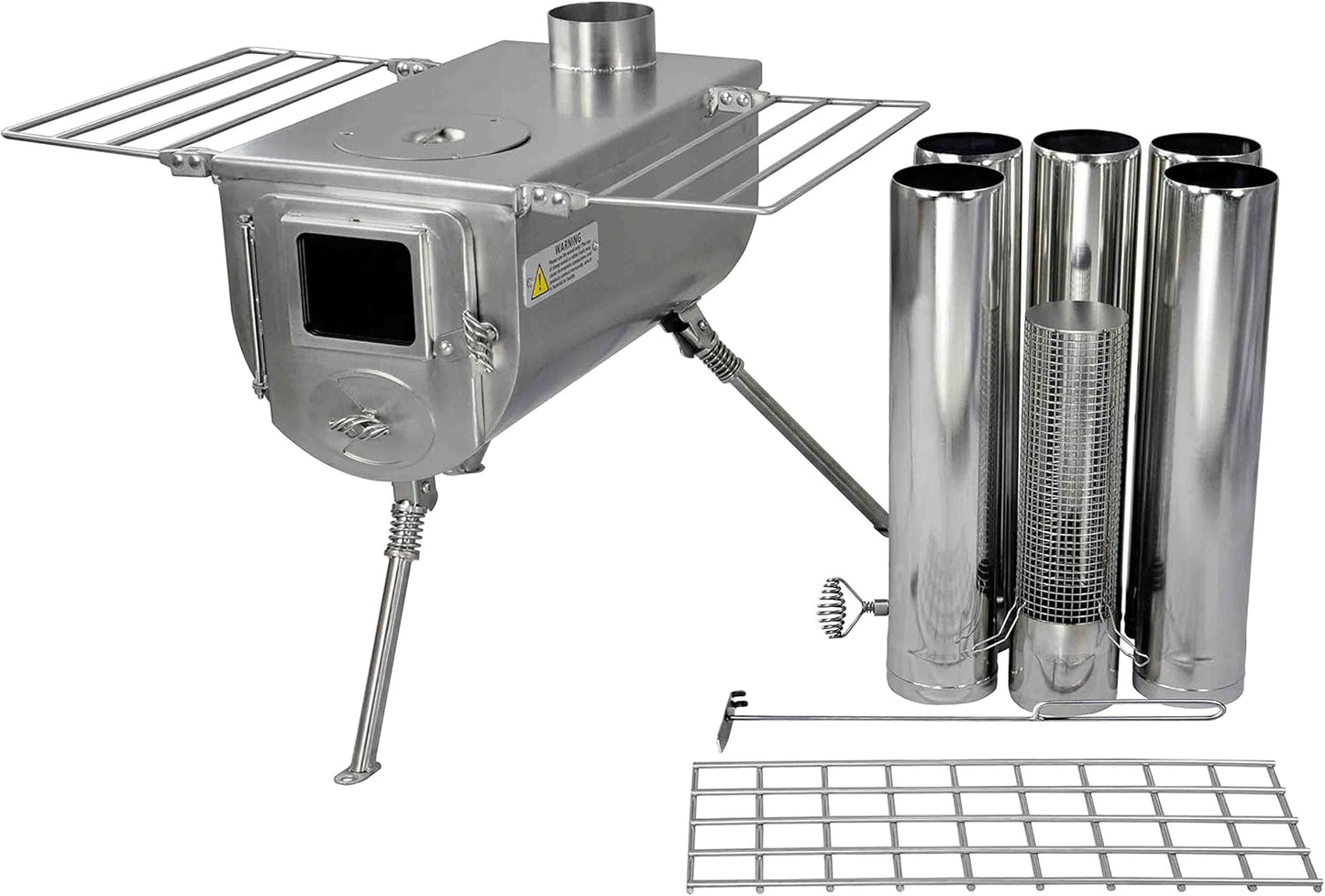 Winnerwell Woodlander Large Tent Stove | Portable Wood Burning Stove for Tents, Shelters, and Camping | 1500 Cubic Inch Firebox | Precision Stainless Steel Construction | Includes Chimney Pipe