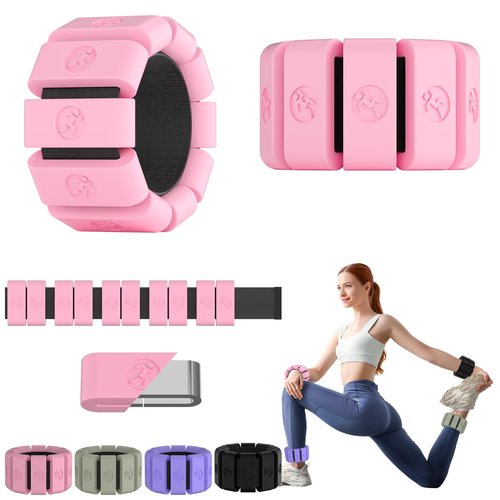 Sonkoloro Adjustable Wrist Weights for Women Men, Leg Weights for Women 0.75lb-1lb Each for Walking, Yoga, Dance, Barre, Gym (Blush, 2LB(2 Pcs))