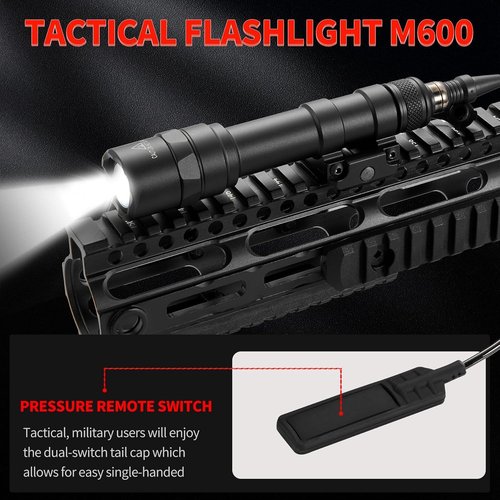 CPFIVE Tactical Flashlight Flashlight with Remote Pressure Switch Picatinny Mount
