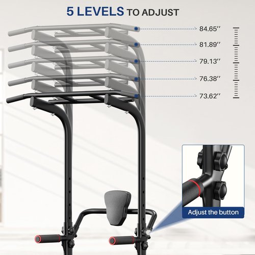 BangTong&Li Power Tower, Pull Up Bar Dip Station/Stand for Home Gym Strength Training Workout Equipment (Black-02)