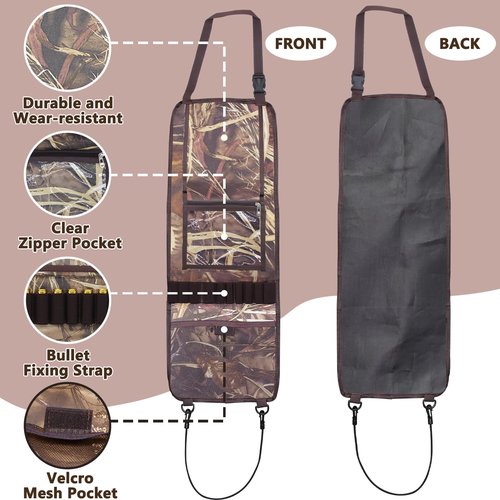 Nowaca 2 Pack Tactical Seat Back Gun Rack, Truck Gun Rack for Hunting Gear, Camo Gun Holder for Car with Storage Pockets, Automotive Gun Racks for Hunting Rifles/Shotguns, Hunting Gift for Men