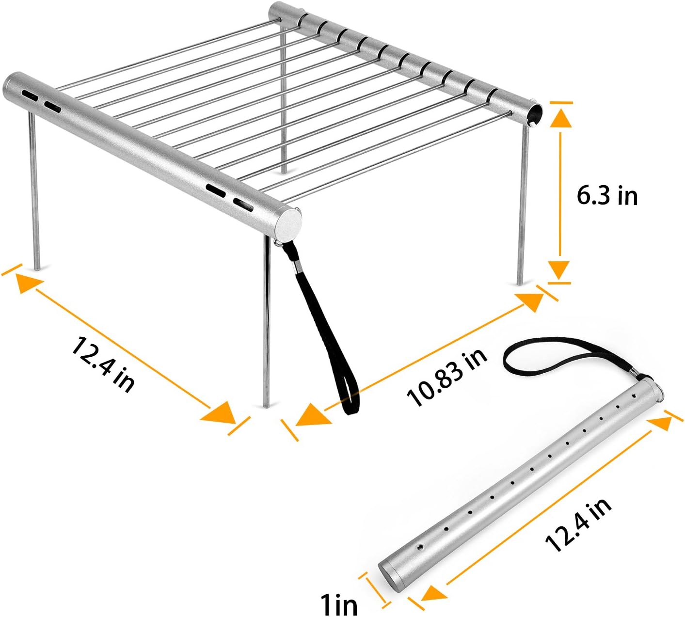 NASHRIO Portable Camping Grill, Folding Compact Stainless Steel Charcoal Barbeque Grill for Picnics, Backpacking, Backyards, Survival