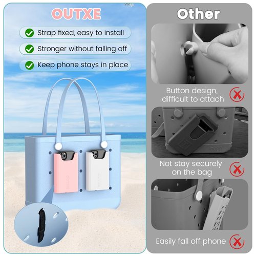 OUTXE 2 Pack Bogg Bag Cup Holder for Stanley, 2 Pack Bogg Bag Phone Holder Compatible with All Bogg Bags, Silicone Cell Phone Holder Accessories for Bogg Bag