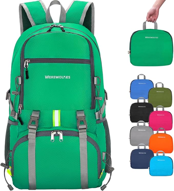 WEREWOLVES 20/35L Lightweight Hiking Backpack, Ultralight Water Resistant Packable Daypack for Women Men