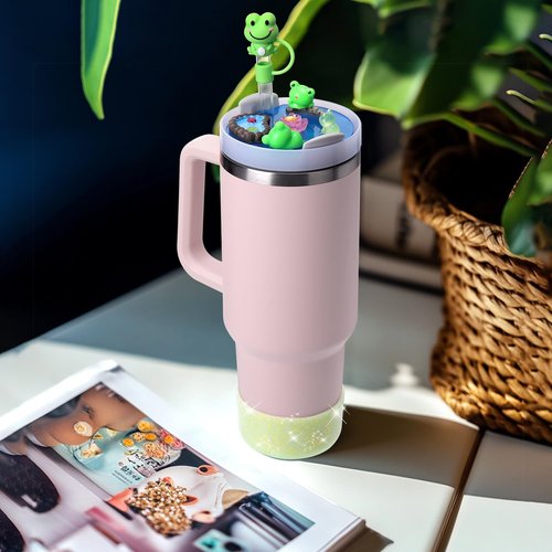 Mity rain Cup Accessories for Stanley Cup 30oz 40oz,Including Boot, Silicone Straw Topper Cover Cap, Lid Charms for H2.0 Tumbler Accesorios (Frog) (30OZ)