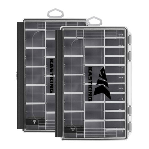 KastKing HyperSeal Waterproof Tackle Box, 3600 and 3700 Tackle Trays, Fishing Tackle Box Organizer with Removable Dividers, Lure Box and Terminal Tackle Storage,Black
