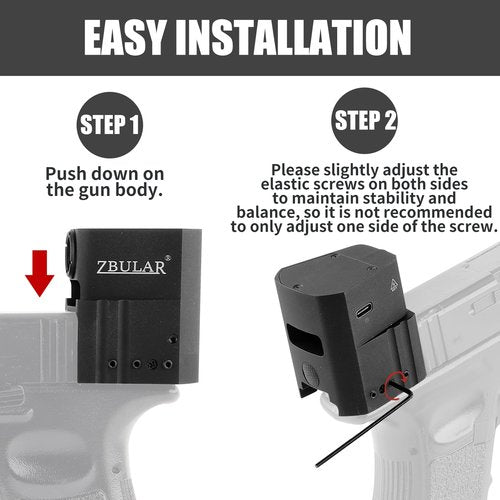 ZBULAR AL10 Pistol Light 950 Lm LED Home Defense Tactical Flashlight Type-C Rechargeable Slide Racker Jacker Compatible with Glock 17, 19, 19X, 26, PSA Dagger, and More with Improved Slide Grip