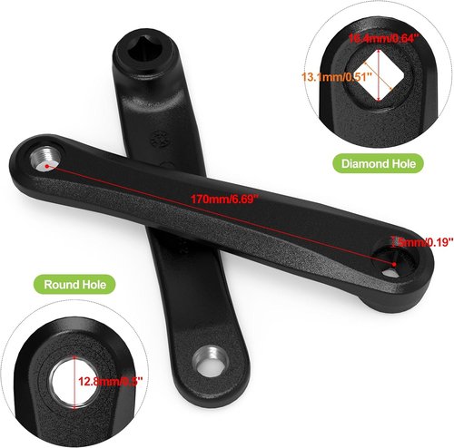 BAFANG Crank Arm 170mm Electric Bicycle Diamond Hole Crank Mid Motor Cranks Essential Parts Mid Motor Accessory BBS01 BBS02 HD Electric Bikes Part E Bike Crank Leg