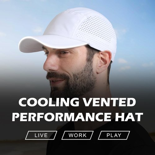 MEJORMEN Mens Quick Dry Mesh Baseball Cap Cooling Breathable Sports Hat Adjustable Lightweight Snapback Hat for Outdoor Black
