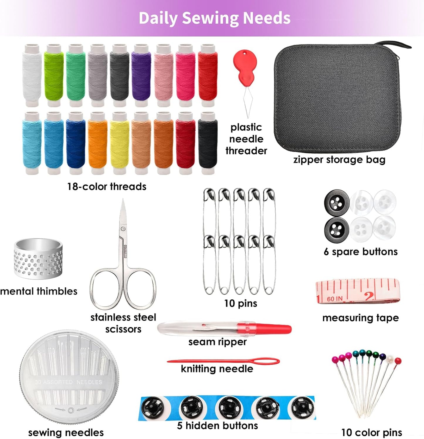 XWYQSLJY Sewing Kit, Sewing Kit for Adults,Marcoon Needle and Thread Kit with Sewing Supplies and Accessories Contains Scissors, Measure Tape,Seam Ripper,Suitable for Home, Travel, Beginner, Emergency