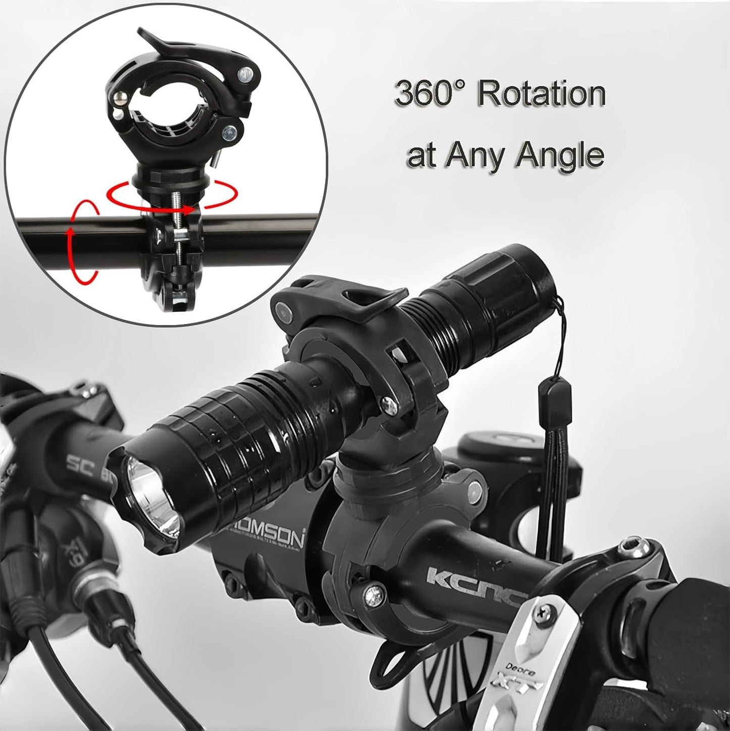 [3 Pack Bike Flashlight Holder, Mount Bicycle Bracket Flashlight Holder Mounting Torch Clip 360 Degree Rotation
