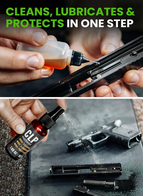 Gun Cleaning Supplies Kit 13 in 1 Universal Gun Cleaning Kit Incl. 1.69oz Clp Gun Cleaning Oil, Gun Cleaning Patches, 6-inch Gun Cleaning Swabs, Double Head Gun Cleaning Brush, Finishing Gun Cloth