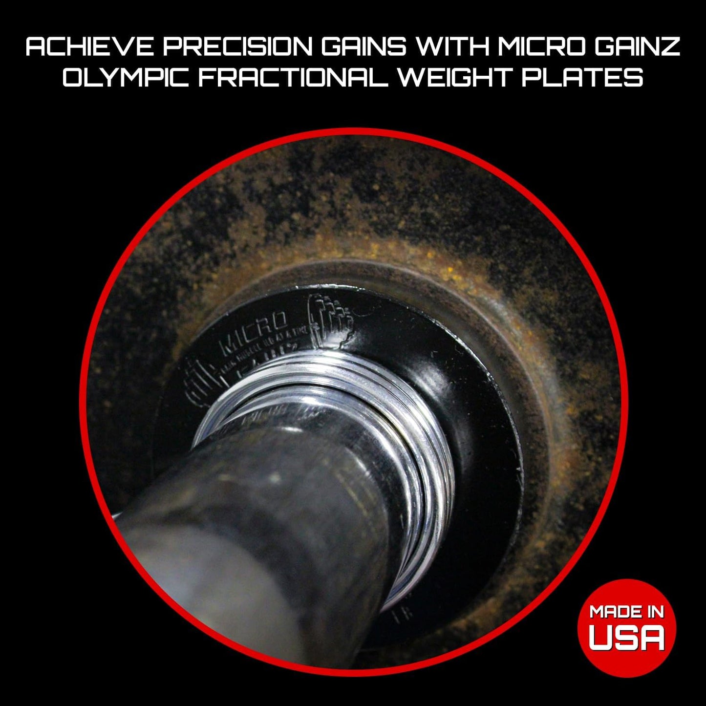 Micro Gainz Calibrated Fractional Weight Plate Set of 2 Plates, Choose Set (.25LB-1.25LB), Designed for Olympic Barbells for Strength Training & Micro Loading Bar Weights, Made in USA