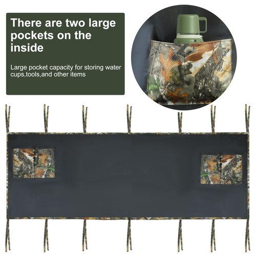 See Through Hunting Tree Stand Blind, Visible Ladder Stand Blind Kit for 2 Man Camouflage Treestand Blinds Cover with Zipper Storage Pocket Tree Stand Blind Accessories for Hunting Deer, 102×36 Inch