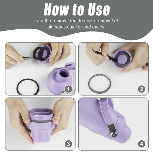 Mokoart Set of 4 Replacement Gasket for Stanley IceFlow Fast Flow Water Bottle, Silicone Sealing Ring Parts for Stanley 16/24/36/50 Oz Bottle Spout Lid, Compatible with Stanley Cup Accessories (Dark)
