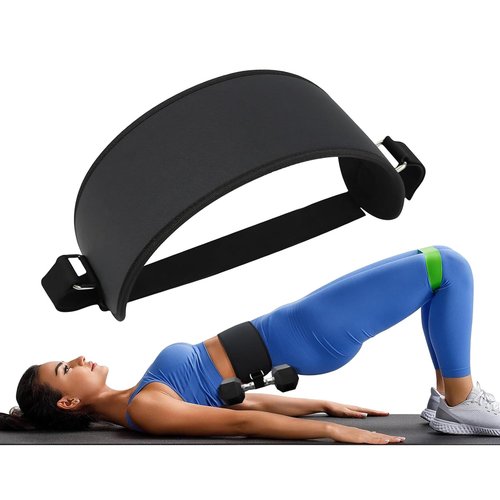 RASHIFY Hip Thrust Belt - Adjustable Fitness Belt for Dumbbells, Kettlebells, Weight Plates, Booty Trainer for Women, Glute Workout Equipment Slip-Resistant Padding for Hip Protection – Perfect for Gym, Home (Black)
