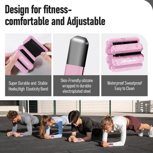 Wrist Ankle Weights for Women, 2LB Adjustable Hand/Arm/Leg Weights Set of 2, Weighted Bangles 2lbs for Strength Training, Yoga Pilates Dance and Home Workouts (Pink)