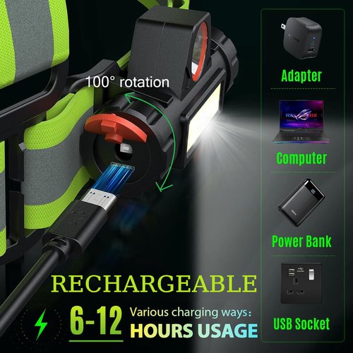 Running Lights for Runners, Runners Lights for Night Safety, Lighted Vest for Walking at Night, Adjustable Chest Light for Running, Reflective Running Gear Rechargeable for Walking/Cycling/Jogging
