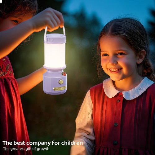 HOMY Ladybug Night Light for Kids, Retro 7-Star USB Rechargeable Camping Lantern, 3-Color Dimmable LED, Tent Hook & Handle, Safe Night Light for Outdoor/Kids Camping Essentials