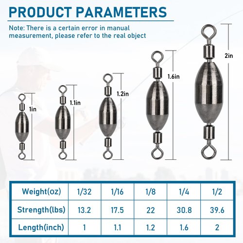 THKFISH Brass Fishing Sinker Swivel, 5 Size Trolling Weights Quick Set Up Lead Sinker with Inner with Swivel Rolling for Saltwater Freshwater,1/32-1/2 OZ