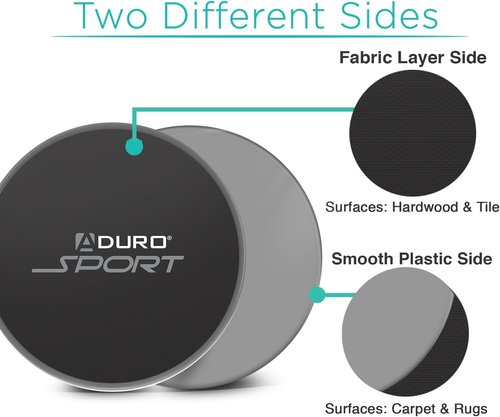 Aduro Sport Exercise Sliders for Fitness Workout [2PK], Double Sided Gilder Strength Slides Discs Work Smoothly on Any Surface for Stretch Strength Core Exercise