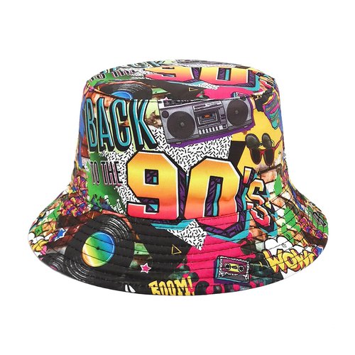 JAZTAKU Retro 80s 90s Bucket Hats for Women Men Rave Festival Hat Party Outfit for Women Men Fisherman Sun Hat