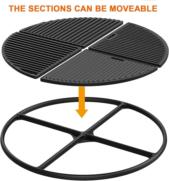 Cast Iron Round Grill Grate for Weber Kettle Accessories 8837, for Weber 22.5" Charcoal Kettle Grills, 22 Inch Master Touch Grill, for Weber Premium Performer Grill, Charbroil Ceramic Grill & Fire Pit