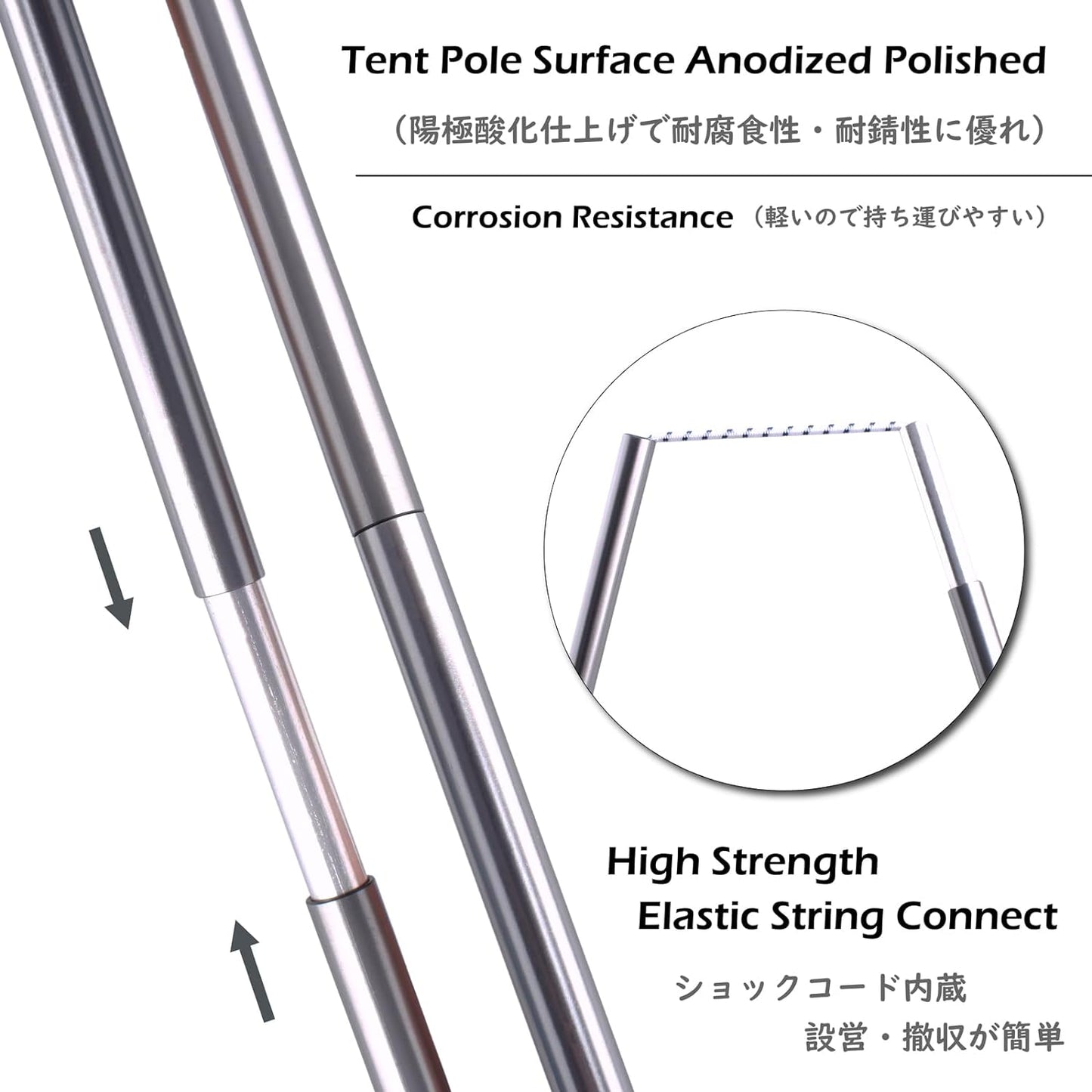 TRIWONDER Tent Pole 2 PCS - Aluminium Rod Tent Pole Replacement Accessories Tent Bar Tent Building Supporting Rod Awning Frames Kit for Hiking Camping