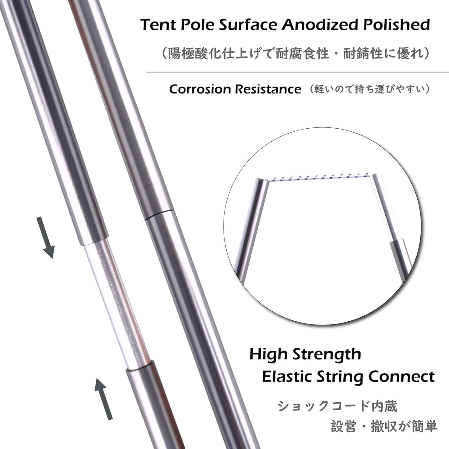 TRIWONDER Tent Pole 2 PCS - Aluminium Rod Tent Pole Replacement Accessories Tent Bar Tent Building Supporting Rod Awning Frames Kit for Hiking Camping