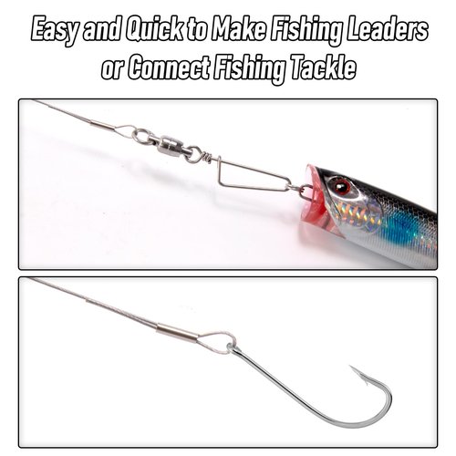 Alwonder 32.8ft Fishing Wire Fishing Leader Line with 20pcs Crimps Sleeves 15LB, Nylon Coated 1x7 Stainless Steel Leader Wire Freshwater Saltwater for Pike, Billfish, Bluefish, Muskie, Wahoo