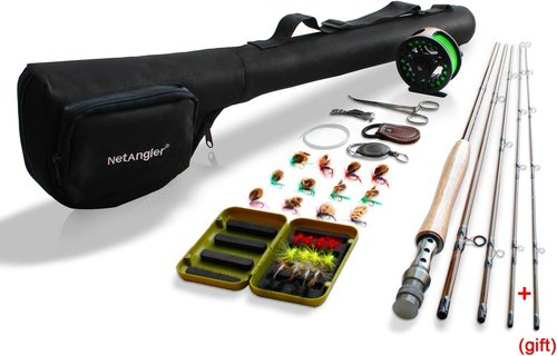 Fly Fishing Rod and Reel Combo, Lightweight Portable 4-Piece Fly Fishing Rod, 5wt Aluminum Fly Reel with Pre-Loaded Lines 28pcs Flies with a Waterproof Fly Box Complete Starter Kit
