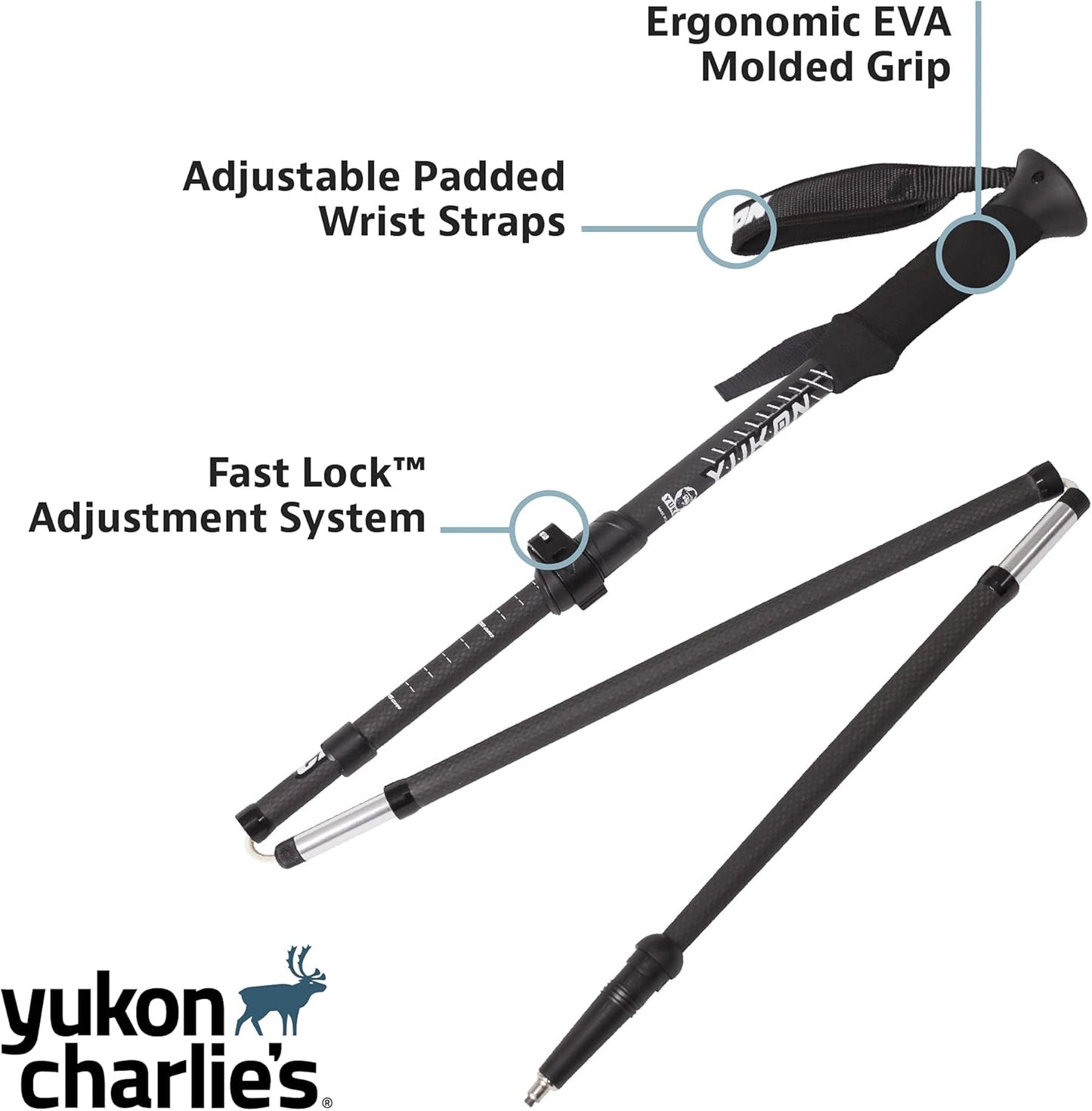 Yukon Charlie's Sherpa Trekking Poles, Twist Lock Adjustment System, Hiking Poles and Snow Baskets, Multiple Styles & Sizes