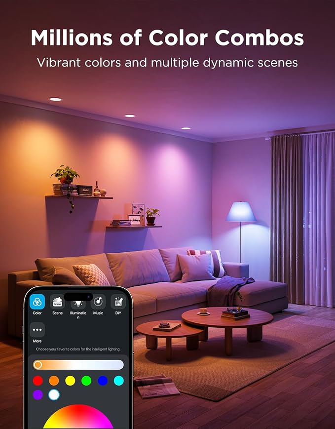Govee BR30 Smart Light Bulbs, Works with Matter, Alexa and Google Assistant, LED Light Bulb, WiFi RGBWW Color Changing Flood Light Bulbs, Recessed Can Light Bulb, 2.4Ghz only, 850 Lumen, 2 Pack