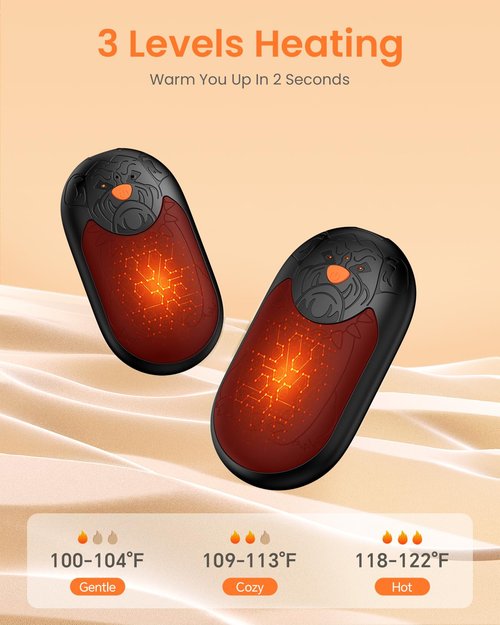 AJVV Hand Warmers, Magnetic Rechargeable Hand Warmer 2 Pack, Electric Portable Pocket Reusable Handwarmers with 24Hrs Long Safe Heat for Cold Weather Outdoor, Indoor, Golf, Hunting, Camping